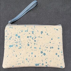 Ruby + Cash Canvas Wristlet with Blue Splatter Design